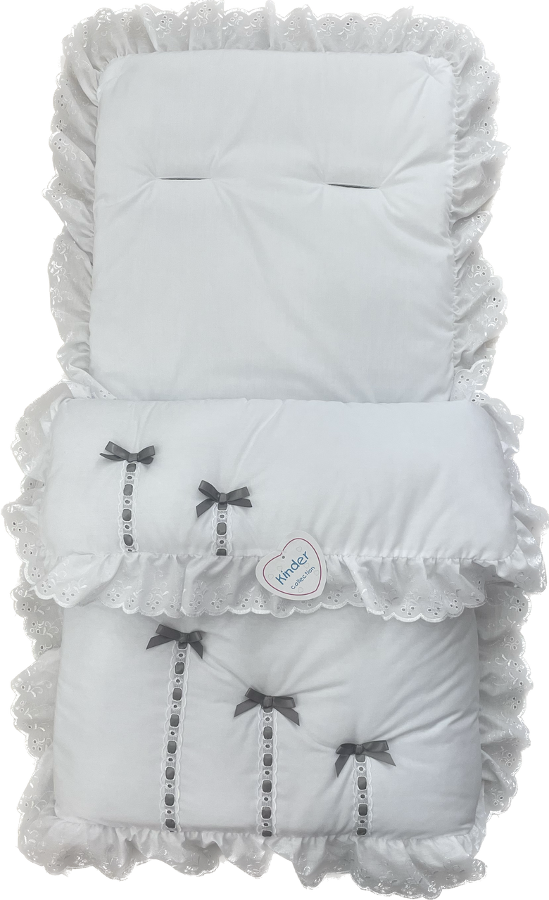 Kinder 8159 Ribbon Slot Bow Lace Square Buggy Liner Cosy Toes