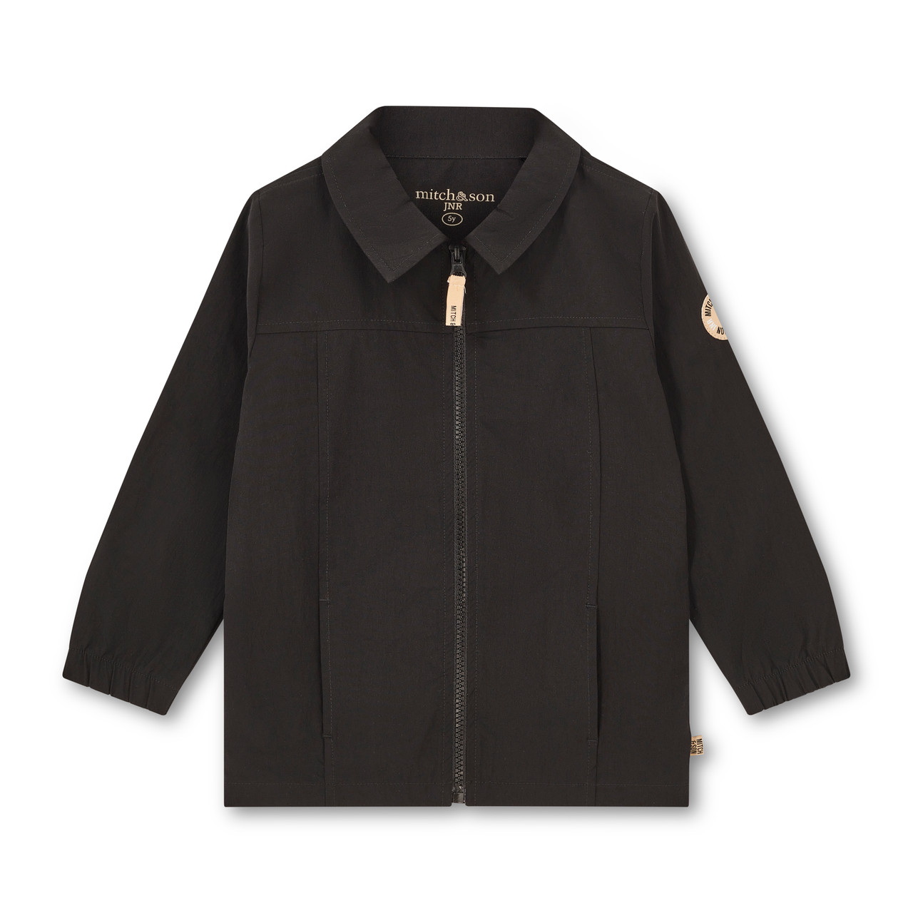 Mitch & Son Boys Black Nylon Zipped Shacket with Logo Badge on One