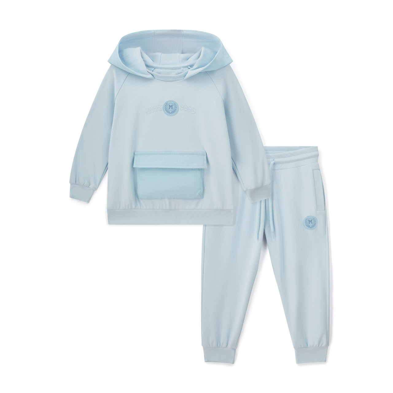 Mitch & Son Boys Blue Hoodie Tracksuit with Logo Crest & Nylon