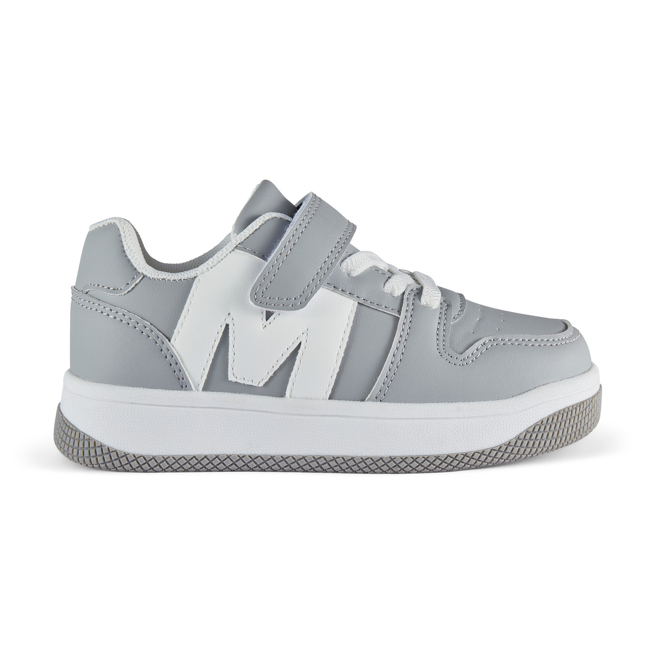 Mitch Son Boys Grey Velcro Trainer with White M LOW JUMP