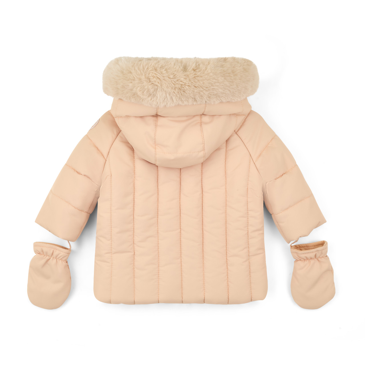 Mitch & Son Mini Boys Beige Padded Coat with Detachable Mitts