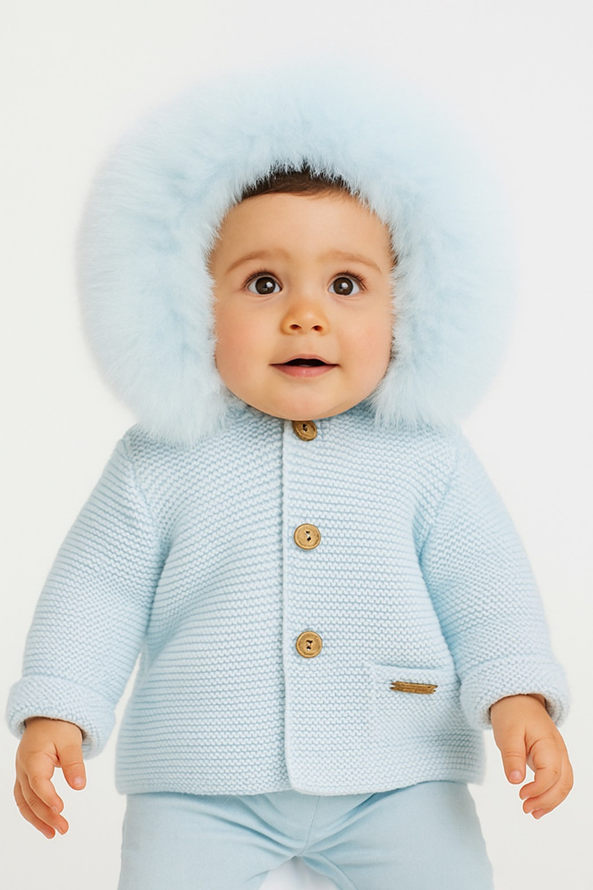 Martin Aranda 018-10275 Knitted Coat with Faux Fur Trim Hood