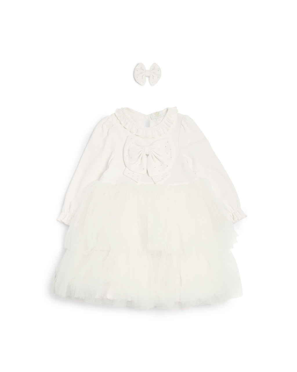 Caramelo Girls Ivory Tulle Twofer Sparkle Dress with Matching Hair
