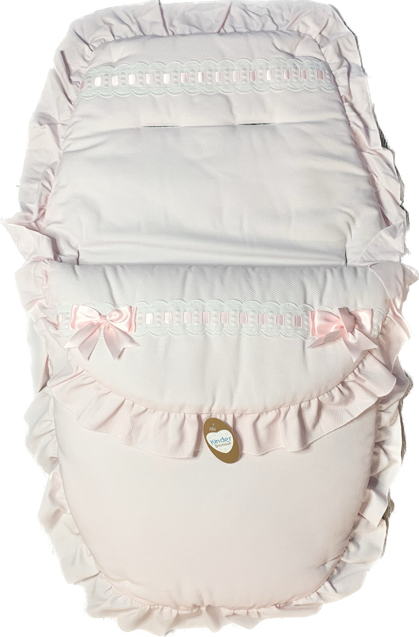Kinder 0990 Waffle Ribbon Slot Double Bow, Frill Buggy Liner Cosy