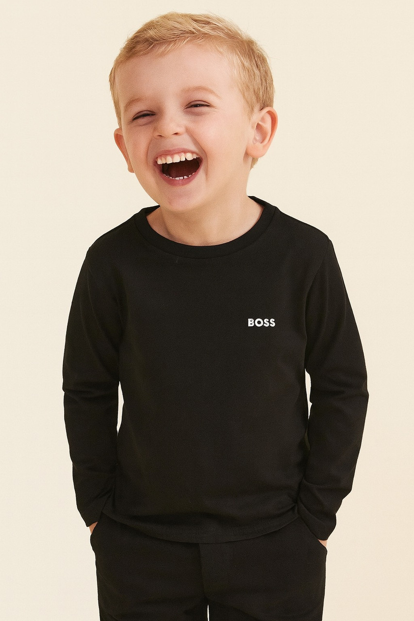 BOSS BOYS BLACK LONG SLEEVE T-SHIRT J52364 - Kiddie Boutique By Claire