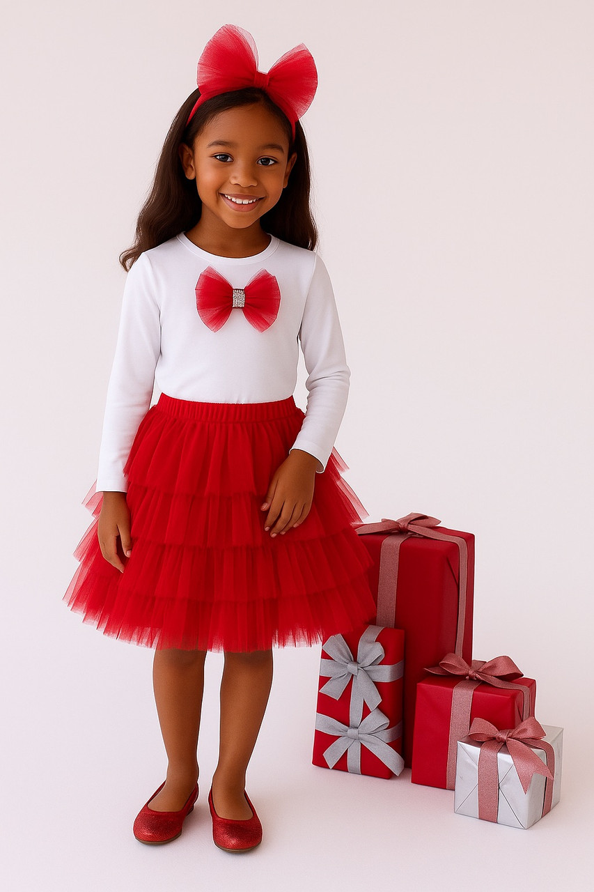Daga Girls Magical Surprises Red Tulle Skirt with Matching White