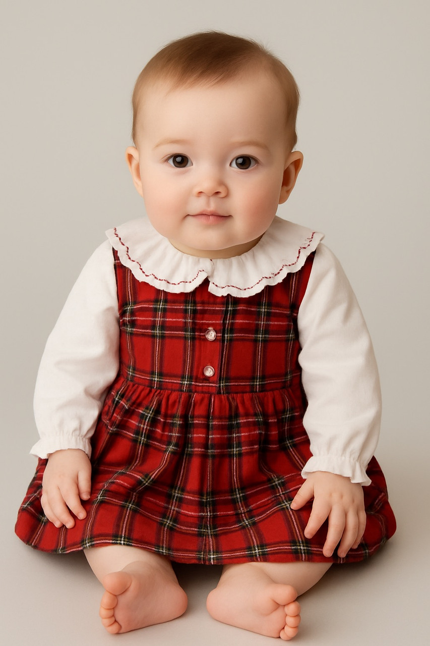 open lace back dress Heritage Tartan Pinafore Dress  Babyccino Bear