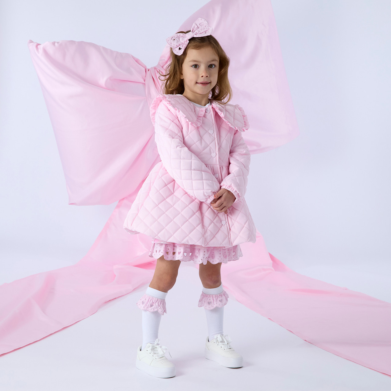 ADEE Girls Pink Quilted Jacket with Collar - Riley (S261202