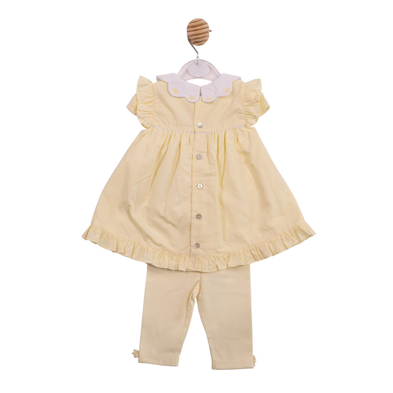 Mintini Baby Girls Lemon Scallop Collar Dress & Legging Set MB7042