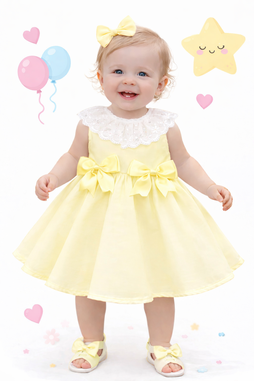Kinder Boutique Lemon Dress with Frill Collar 7000 - Kiddie