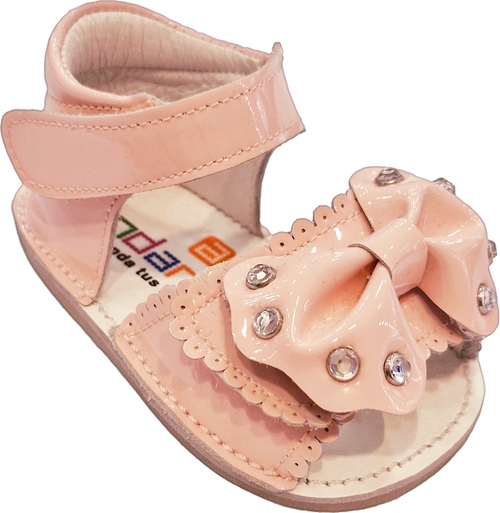 Andanines Girls’ Pink Leather Sandals 211076 with Front Opening, Diamante Bow & Velcro Strap Andanines Girls’ Pink Leather Sandals 211076 with Front Opening, Diamante Bow & Velcro Strap