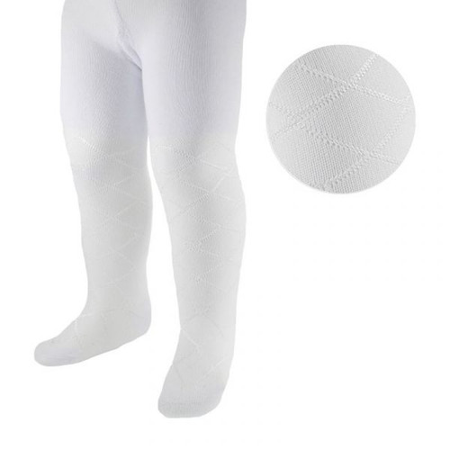 T31 SHINY DIAMOND STITCH TIGHTS - WHITE