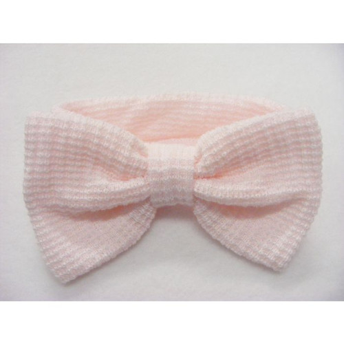 Kinder CT165 Baby Girls Large Bow Waffle Knit Earwarmer Headband - Pink