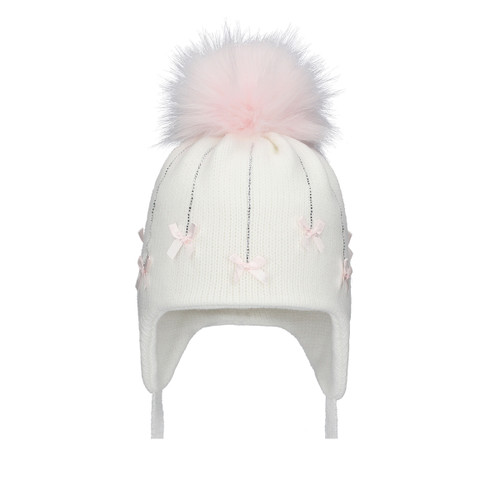 Pom Pom Envy Falling Bow White/Pink