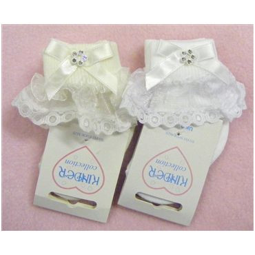 KINDER DIAMANTE SOCK WITH CHIFFON & NARROW LACE