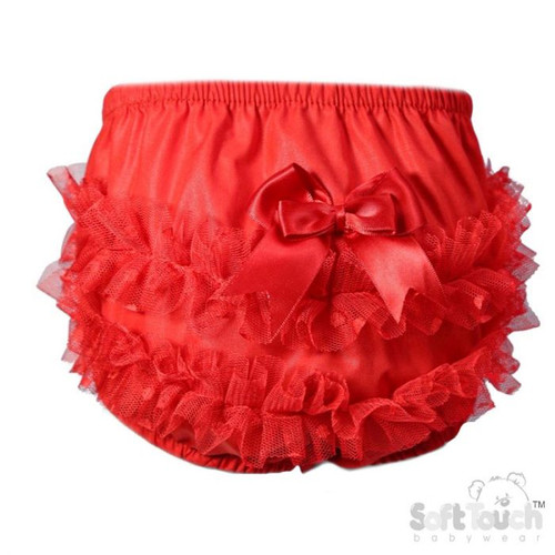 FRILLY PANTS with DOTTY LACE - RED -FP20