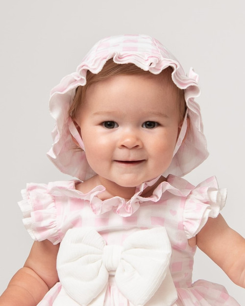 Caramelo Pink Checked Heart Sun Hat 0345144