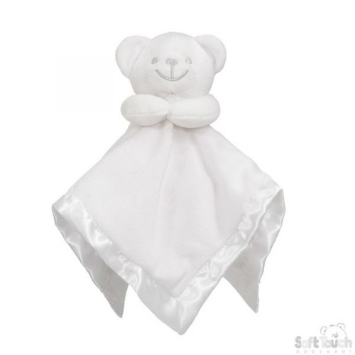 Soft Touch BC21T Satin Trim Smiley Bear Comforter White