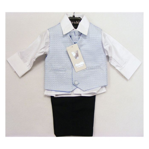PALE BLUE/BLACK SILVER DOT WAISTCOAT SUIT - R034