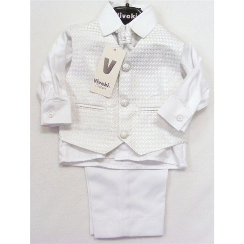 WHITE SILVER DOT 4PCE SUIT- RO33