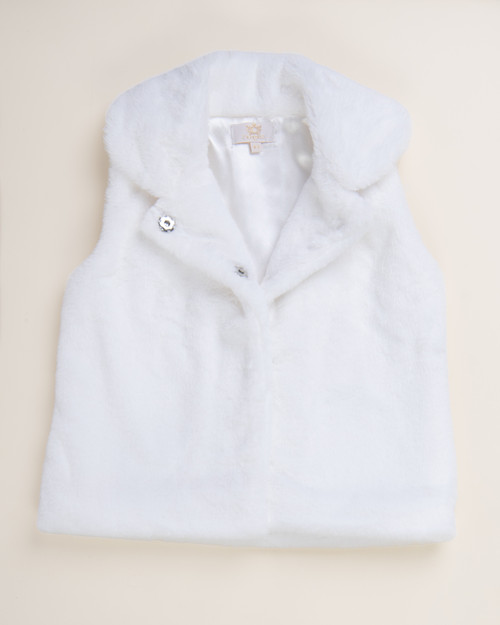 Caramelo Ivory Faux Fur Gilet with Peterpan Collar 0192119