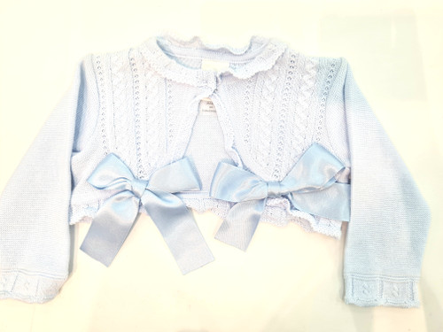 PRETTY ORIGINALS BLUE CARDIGAN WITH BOWS E1225 PRETTY ORIGINALS BLUE CARDIGAN WITH BOWS E1225