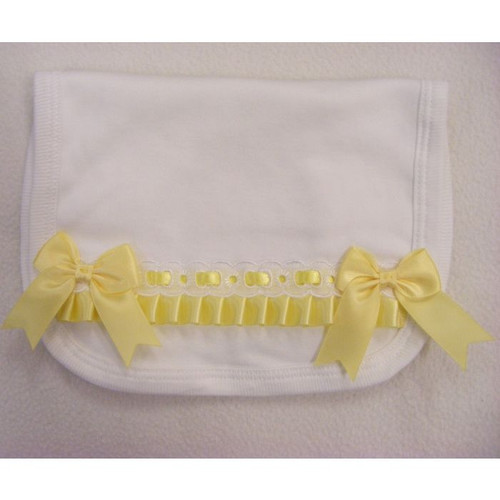 KINDER PLEATED RIBBON & BOWS VELCRO BIB - LEMON