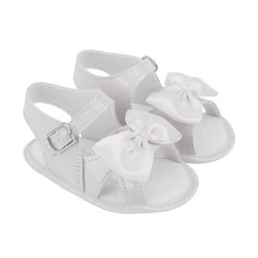 Baypods S050 - Girls White Soft Sole Bow Sandals