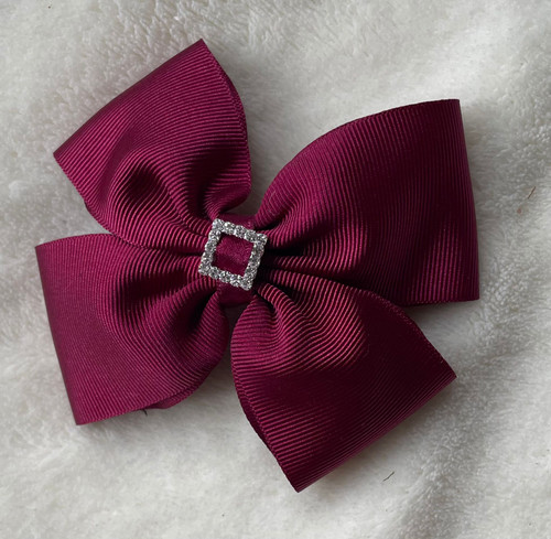 Handmade School Hair Bow Clip - Maroon - Style 1