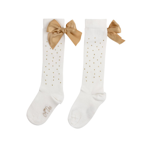 ADee RAE Diamante Knee High Socks - White W242913