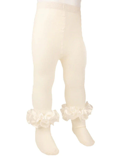 Caramelo Ivory Ruffle ankle ribbon tights 044917