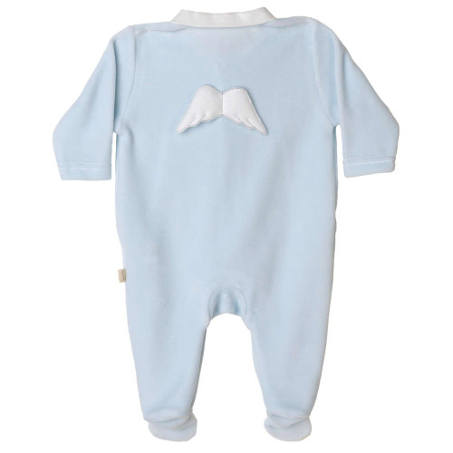 BABY GI AG530 BLUE VELOUR BABYGROW WITH WINGS.