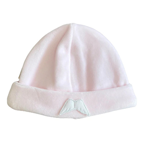 BABY GI AG252 PINK VELOUR HAT WITH WINGS.