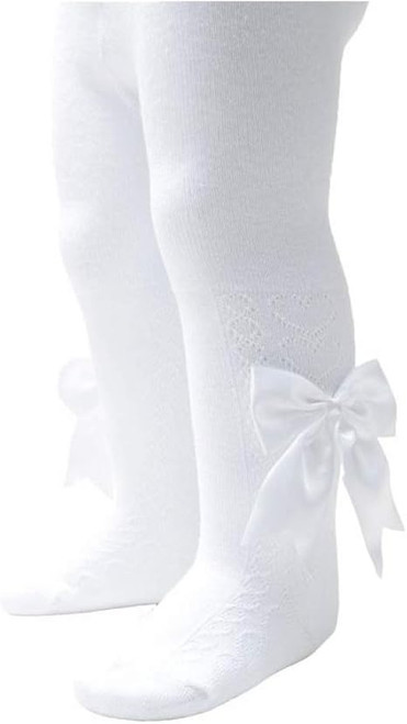 T122 TIGHTS with LARGE SIDE BOW - WHITE