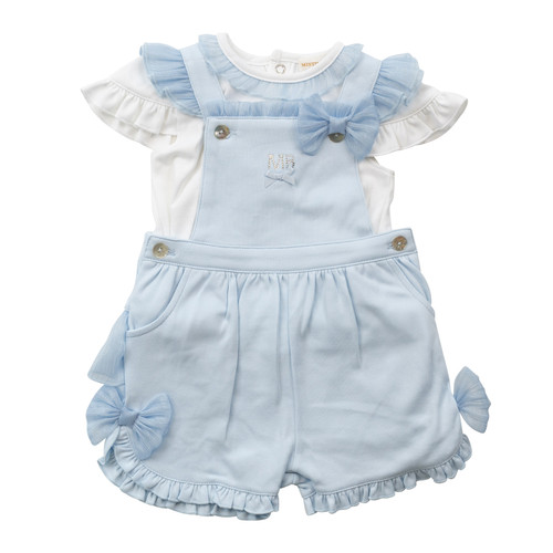 Mintini MB6496 TOP & SHORT DUNGAREE-WHITE/BLUE.