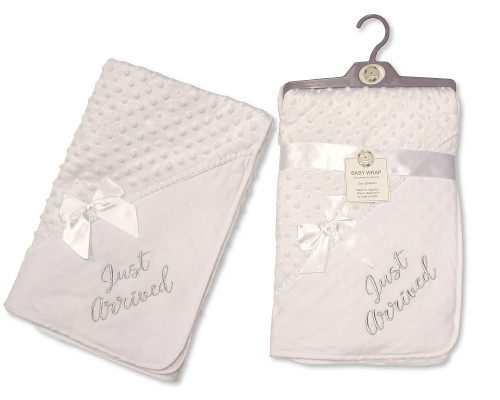 Nursery Time 1087 'Welcome to the World' Bubble Baby Wrap Blanket - White/Silver