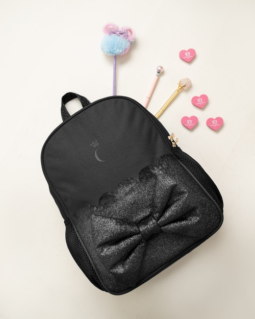 EXCLUSIVE Caramelo Girls Black School Bag, Backpack Glitter Bow299409