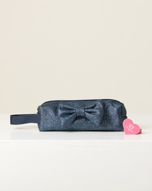 Caramelo Girls Navy Glitter Pencil Case with Bow 299407