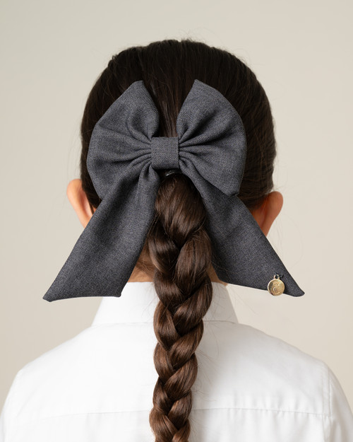 Caramelo Girls Grey School Hair Clip Bow 349793