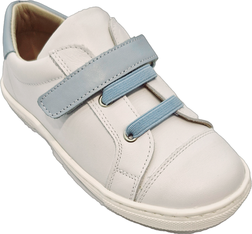 Andanines Boys’ White Leather Trainers with Blue Lace & Velcro Strap – Style 221315 Andanines Boys’ White Leather Trainers with Blue Lace & Velcro Strap – Style 221315