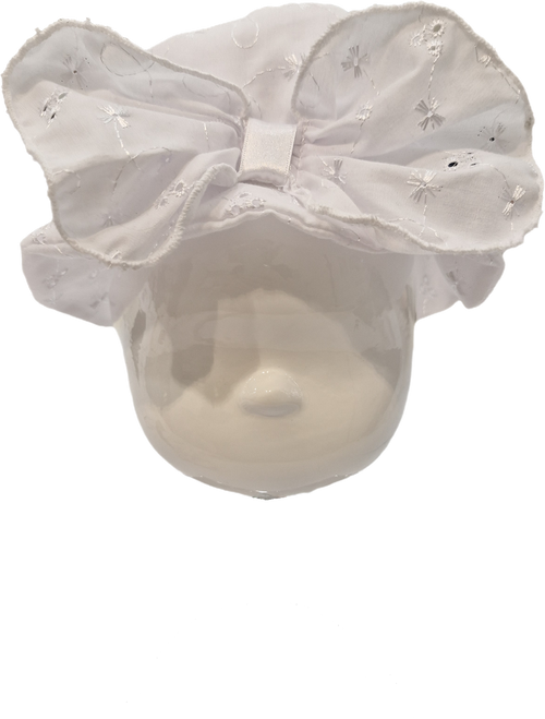 Kinder 1 Broderie Anglais Bucket Sunhat with Large Front Bow White