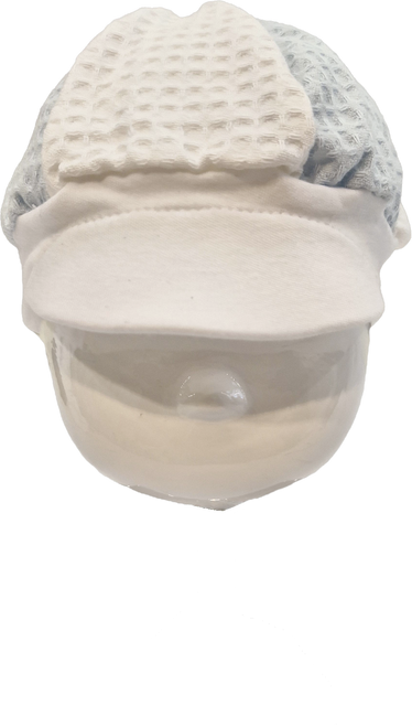 Kinder 3 White/Blue Waffle Cap Style Sunhat