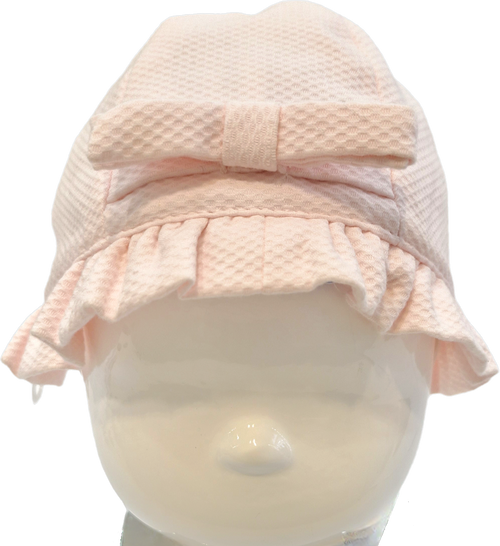 Sardon 19AB-22 Waffle Frill Sunhat with Front Bow Pink