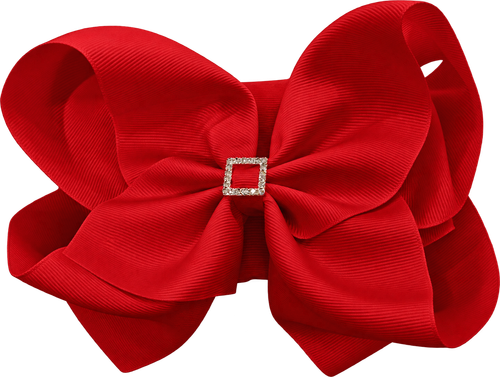 Bow Diva Baby Girls Extra Large Bow Headband with Diamante Square Centre - Red