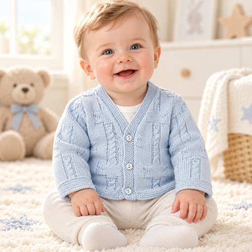 Nursery Time 175 Baby Boys Knitted Star Cardigan - Blue