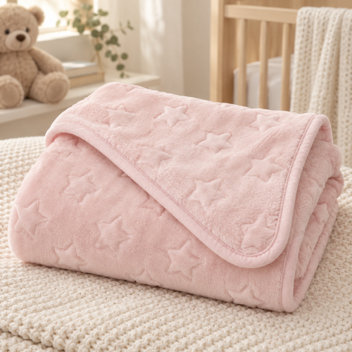 Nursery Time 998 Velour Star Embossed Blanket - Pink