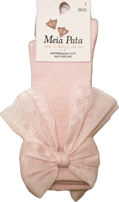 Meia Pata 1066 Plain Knee Socks with Tulle Bow - Pink