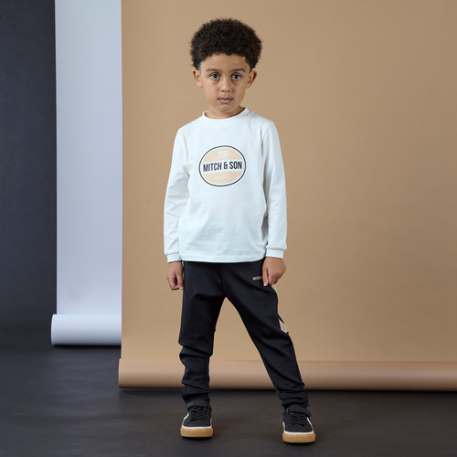 Mitch & Son Boys White Long Sleeved T-Shirt with Printed Logo Artwork on Front - LEWIS (MS25615)