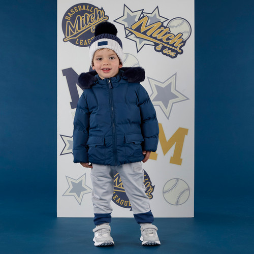 Mitch & Son Boys Navy Padded Jacket with Fur Lined Hood - JACK (MS25501)