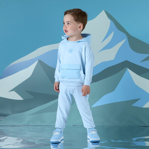 Mitch & Son Boys Blue Crewneck Tracksuit with Embroidered Crest